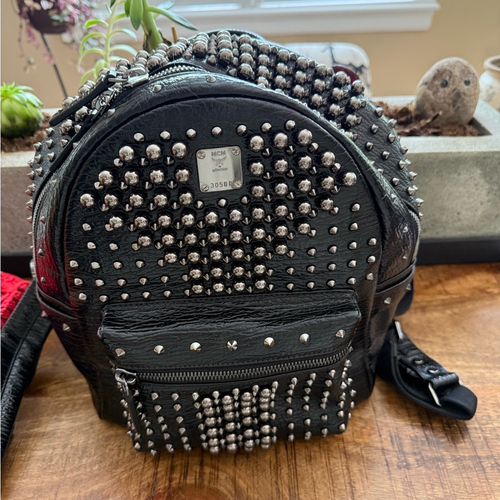 MCM Stark Pearl Stud Leather Backpack